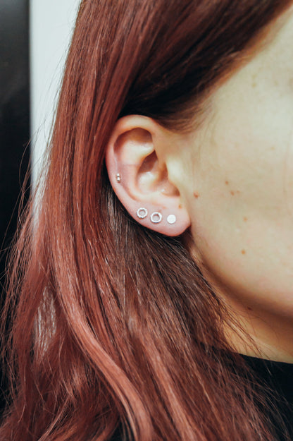 Mini Open Circle Stud Earrings, Gold Fill, Rose Gold Fill, or Sterling Silver