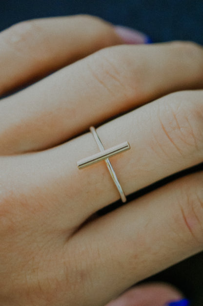 Mini Bar Ring, Sterling Silver