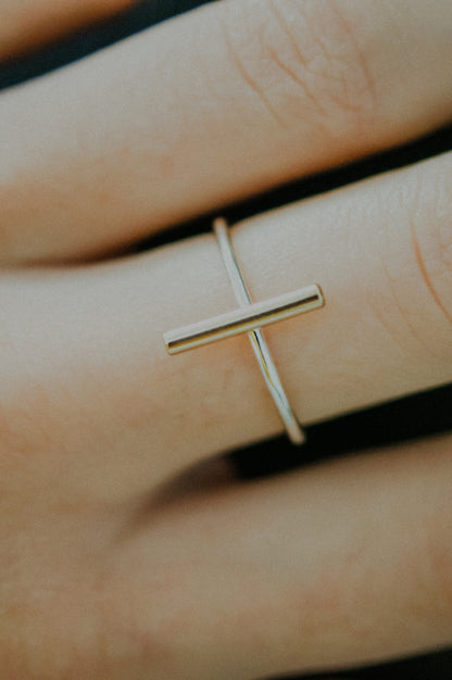 Mini Bar Ring, Sterling Silver