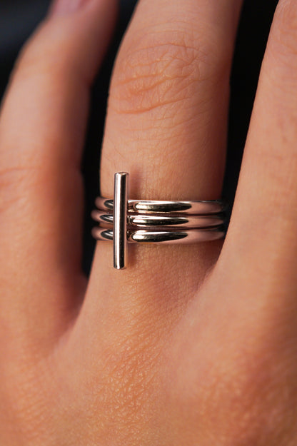 Mini Bar Set of 3 Stacking Rings, Gold Fill, Rose Gold Fill or Sterling Silver