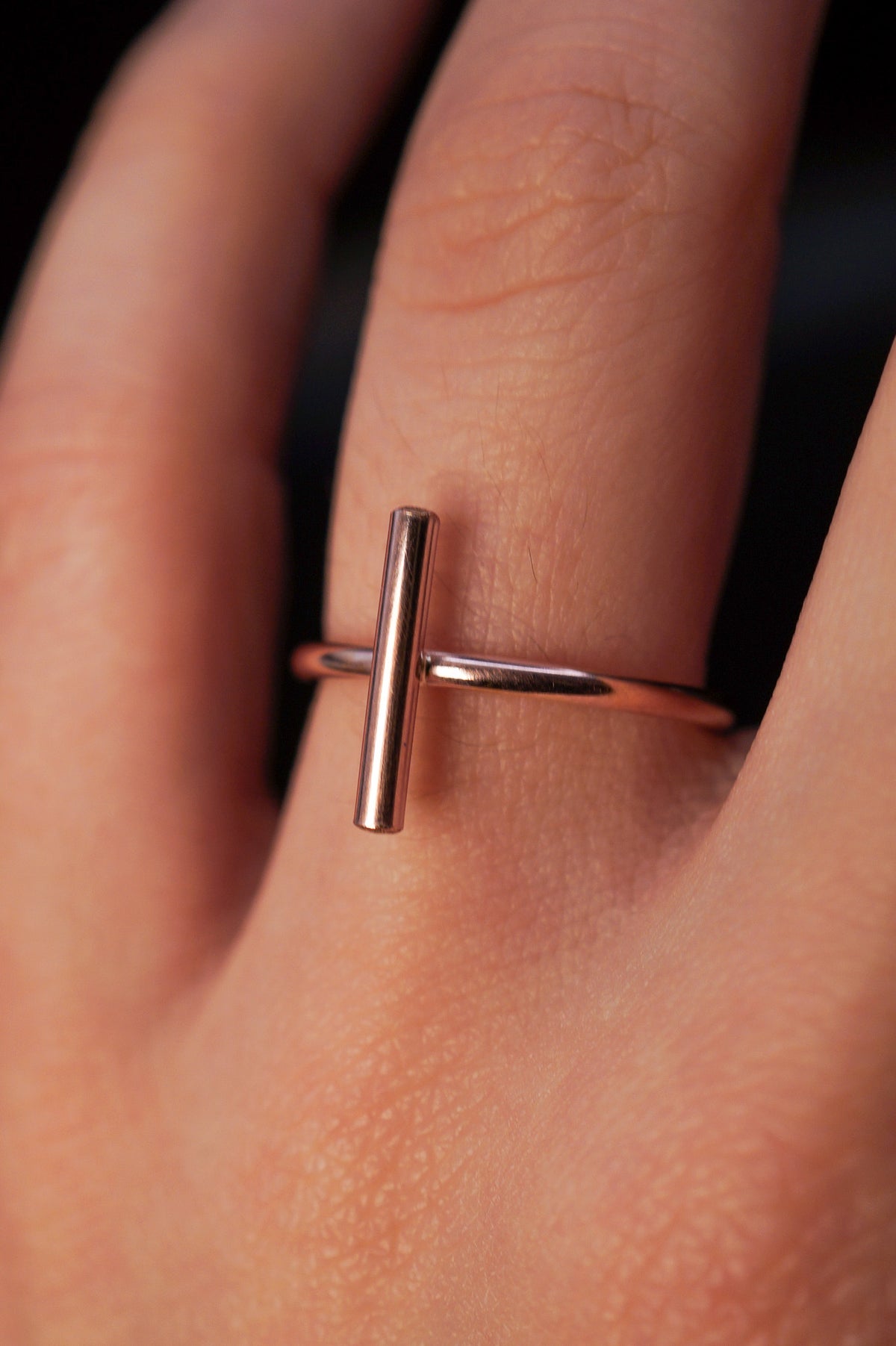 Mini Bar Ring, 14K Rose Gold Fill