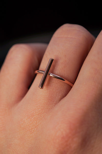 Mini Bar Ring, 14K Rose Gold Fill