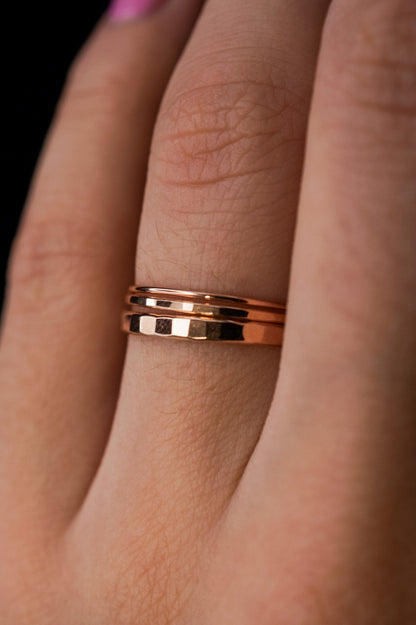 Basic Stacking Set Of 3 Rings, Solid 14K Gold or Rose Gold