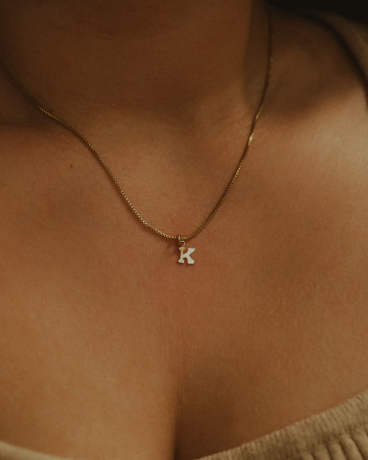 Blocky Letter Necklace, 14K Gold Fill