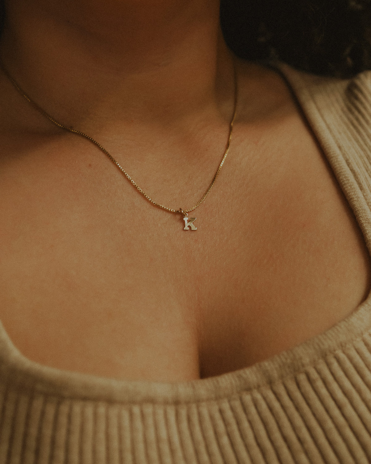 Blocky Letter Necklace, 14K Gold Fill