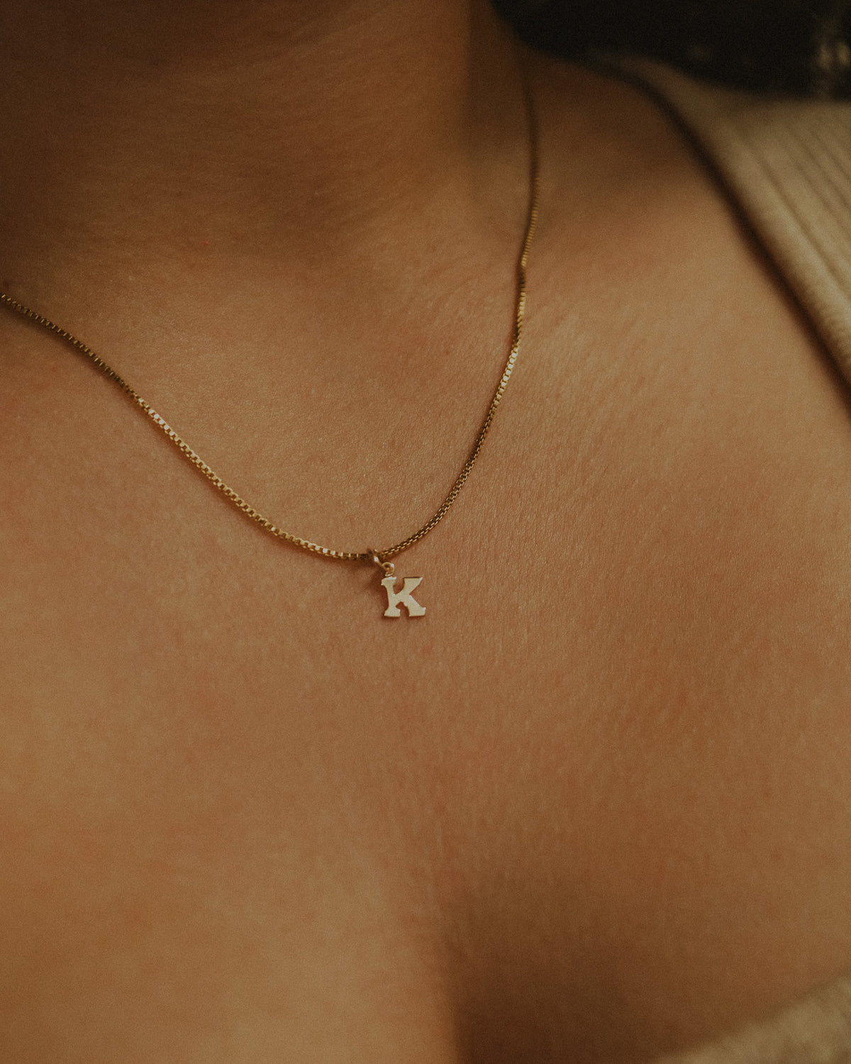 Blocky Letter Necklace, 14K Gold Fill