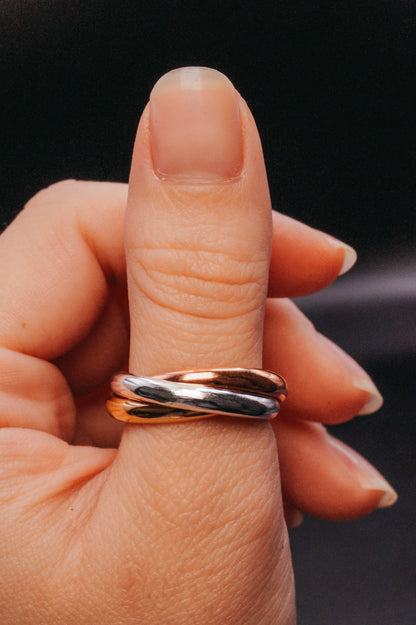 Chunky Interlocking Ring Set of 3, Mixed Metals