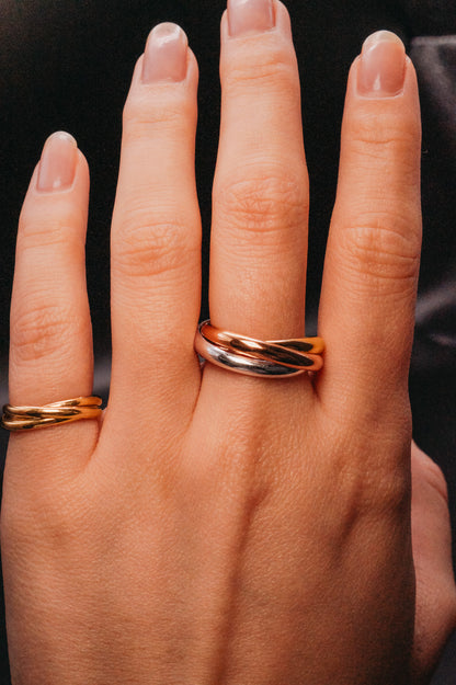 Chunky Interlocking Ring Set of 3, Mixed Metals