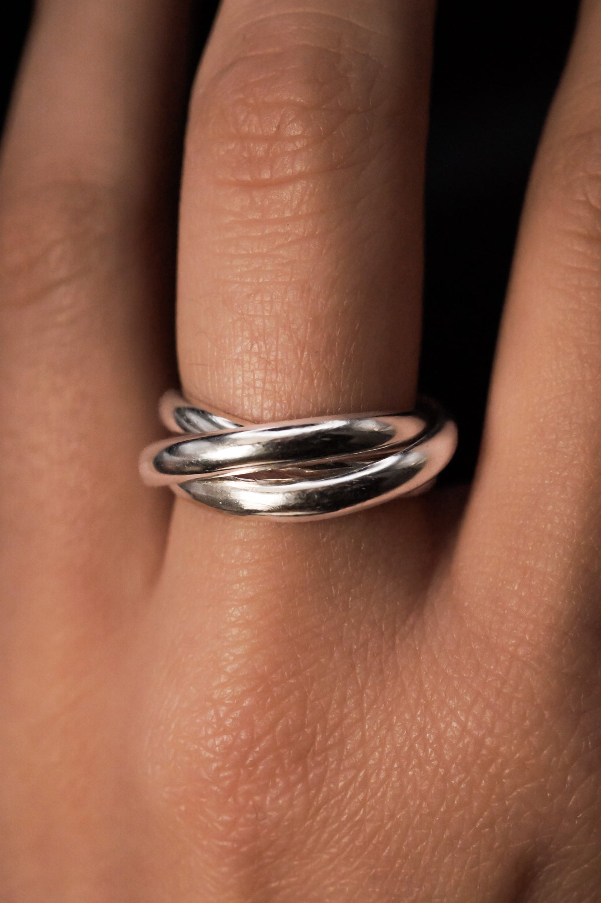 Chunky Interlocking Ring Set of 3, Sterling Silver