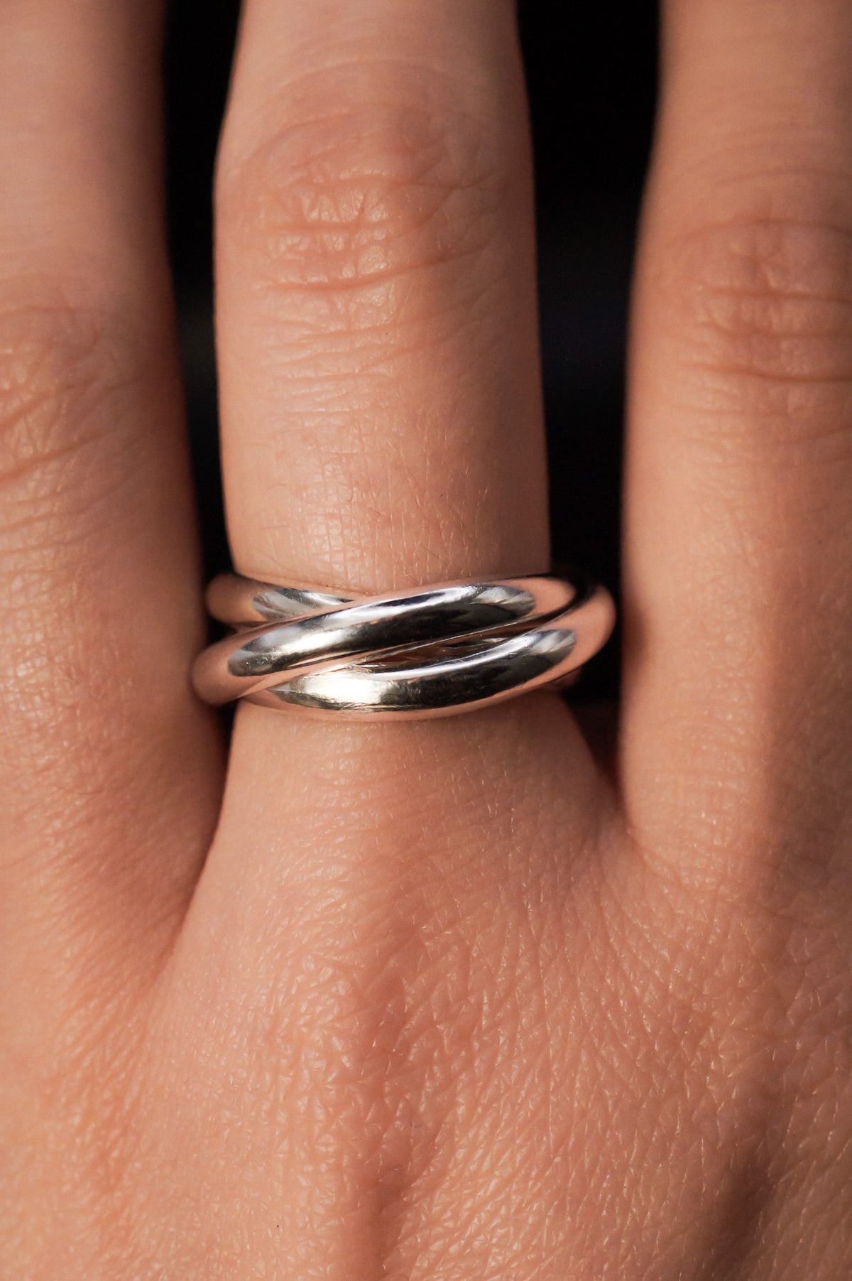Chunky Interlocking Ring Set of 3, Sterling Silver
