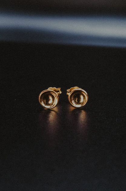 Crater Stud Earrings, Solid Gold or Rose Gold
