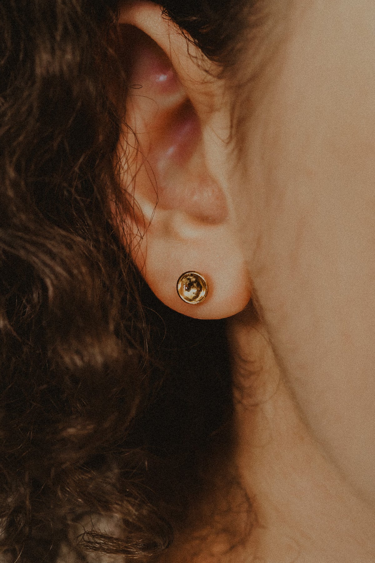 Crater Stud Earrings, Solid Gold or Rose Gold