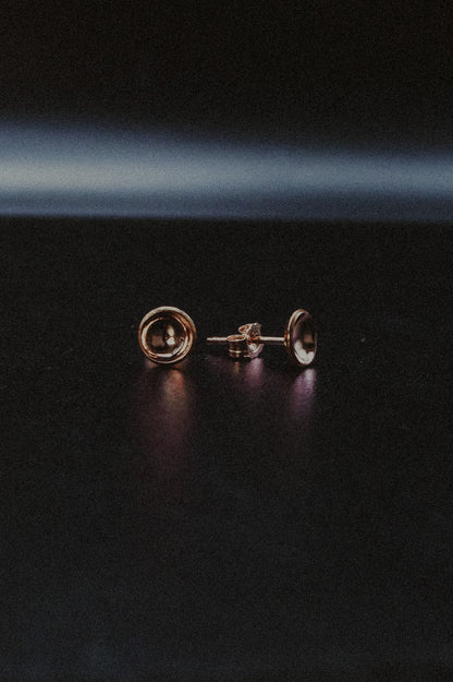 Crater Stud Earrings, Solid Gold or Rose Gold