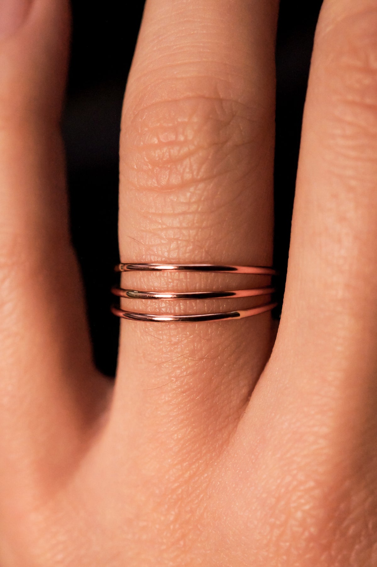 Connected Set of 3 Rings, 14K Rose Gold Fill