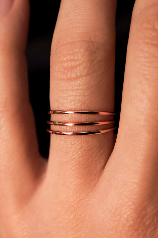 Connected Set of 3 Rings, 14K Rose Gold Fill