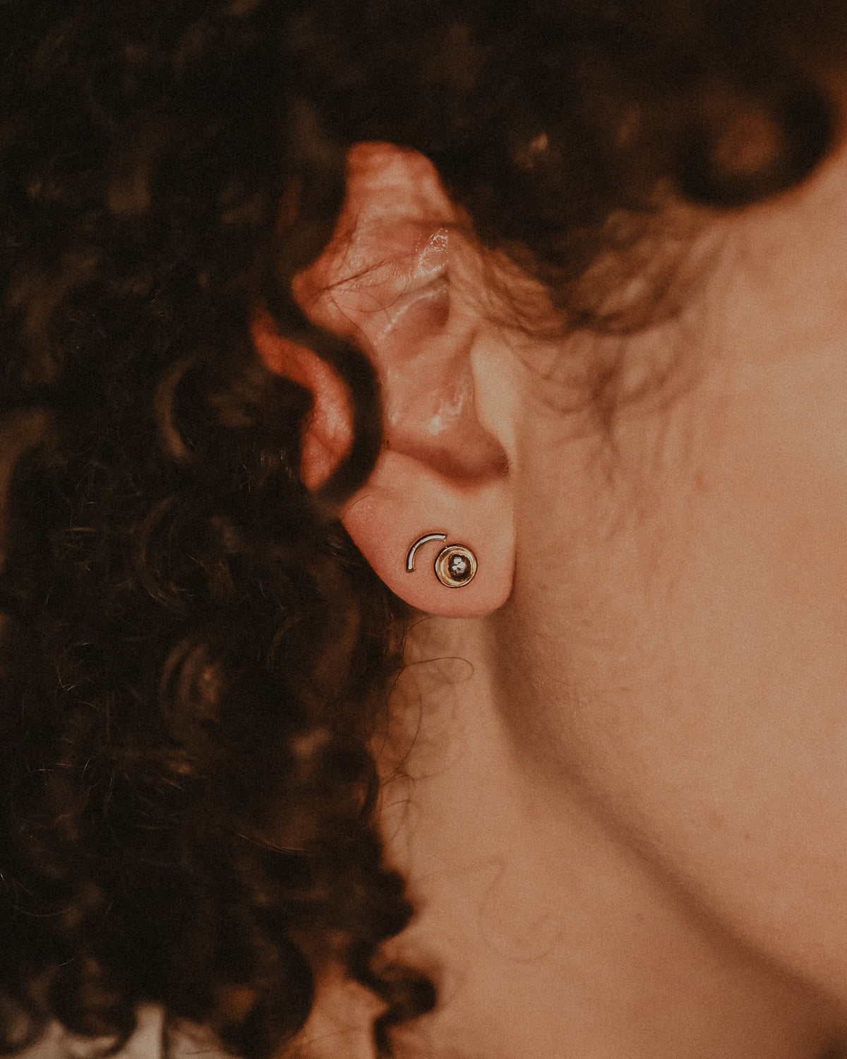 Crater Stud Earrings, Solid Gold or Rose Gold
