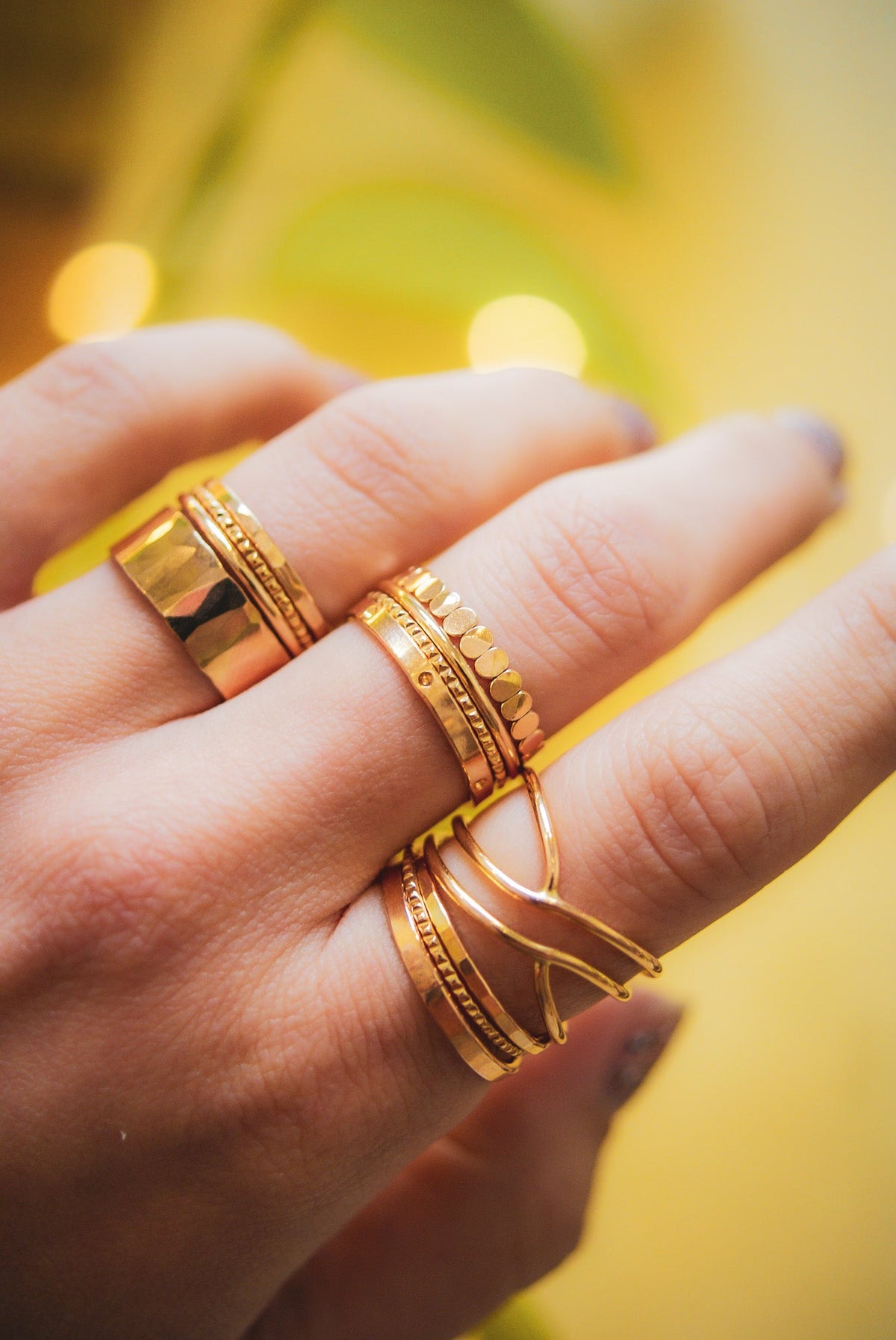 Small Curved Wraparound Ring, Solid 14K Gold