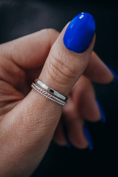 Extra Thick & Twist Set of 3 Stacking Rings, Gold Fill, Rose Gold Fill or Sterling Silver