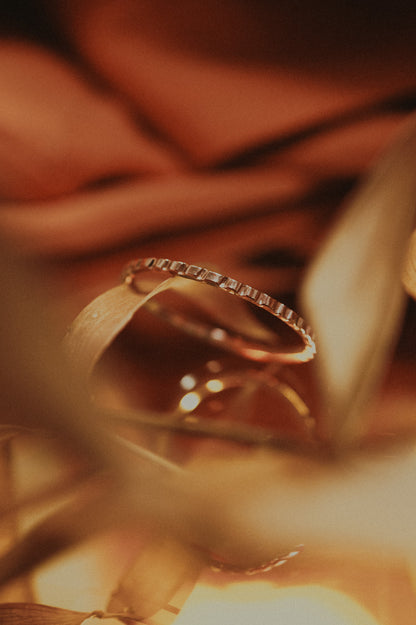 Half Lined Ring, 14K Rose Gold Fill