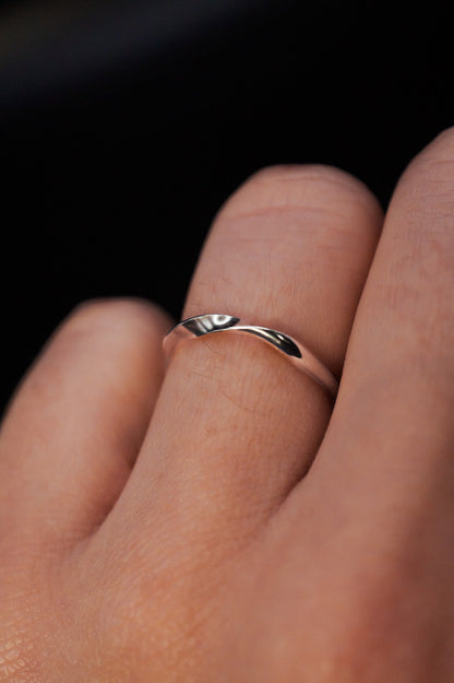 Möbius Pebble Set of 2 Stacking Rings, Solid 14k Gold, Rose Gold or Sterling Silver