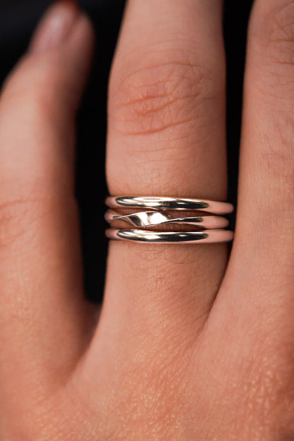 Möbius Set of 3 Stacking Rings, Gold Fill, Rose Gold Fill or Sterling Silver