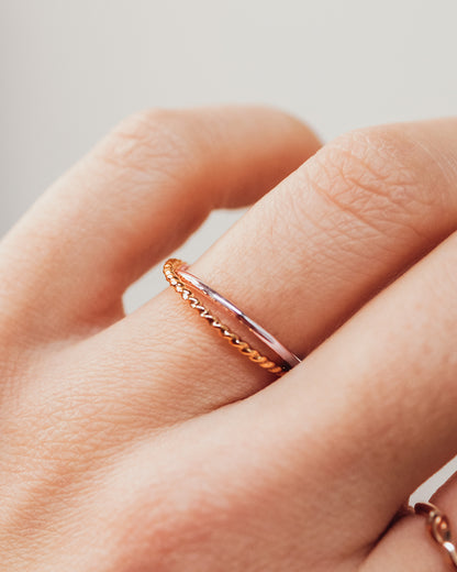 Twist Interlocking Set of 2 Rings, Solid Mixed Metals