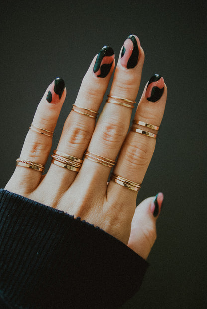 Ultra Thin and Extra Thick Twist Set of 3 Stacking Rings, Gold Fill, Rose Gold Fill or Sterling Silver