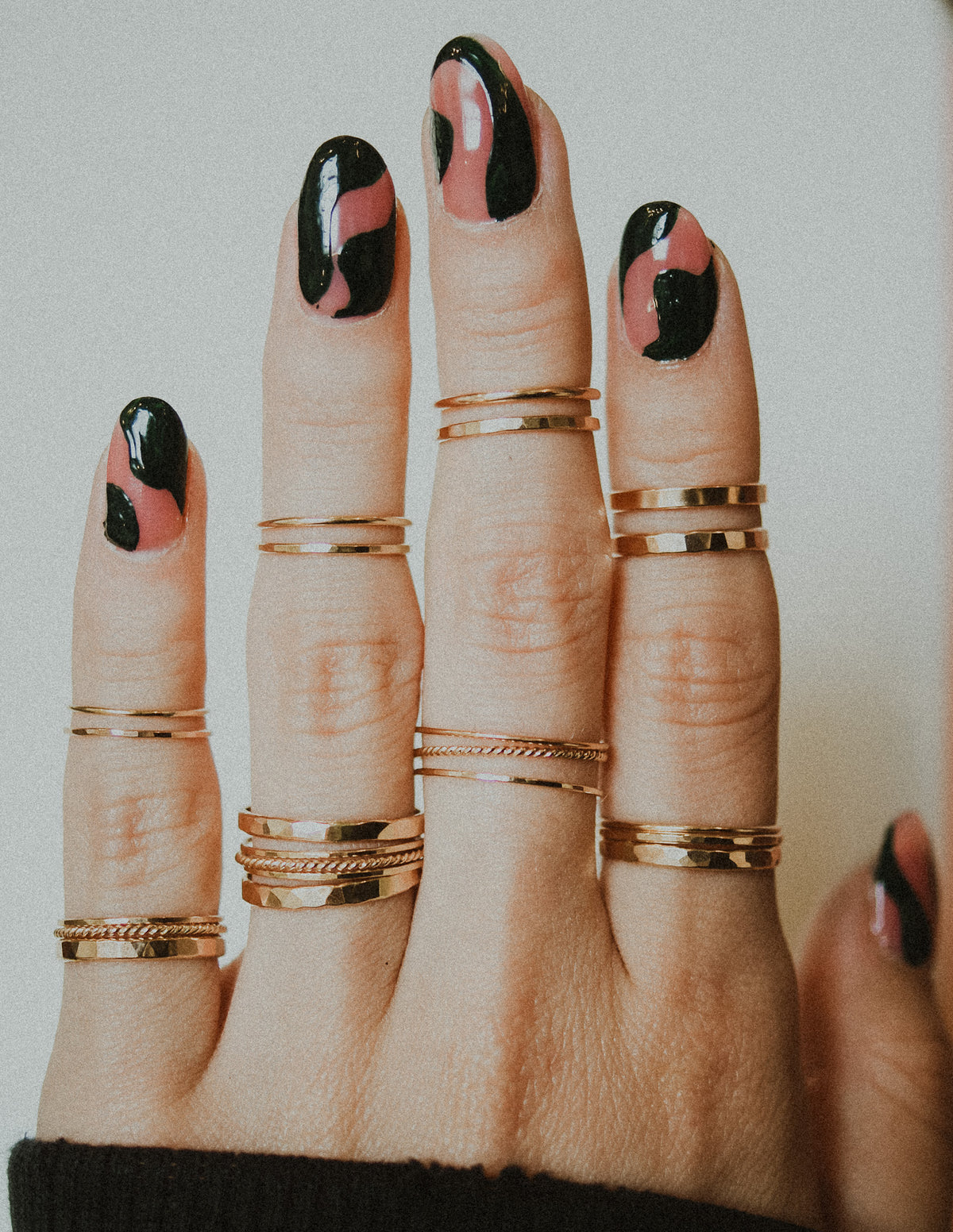 Ultra Thin and Extra Thick Twist Set of 3 Stacking Rings, Gold Fill, Rose Gold Fill or Sterling Silver