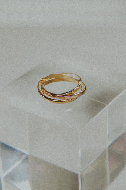 Thick Interlocking Set of 3 Rings, Mixed Metals