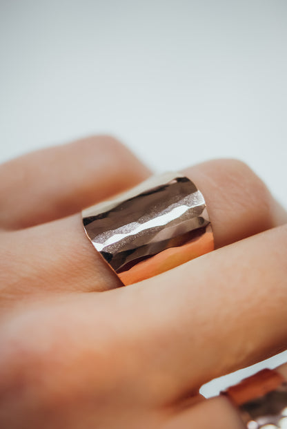 Small Shield Ring, 14K Rose Gold Fill