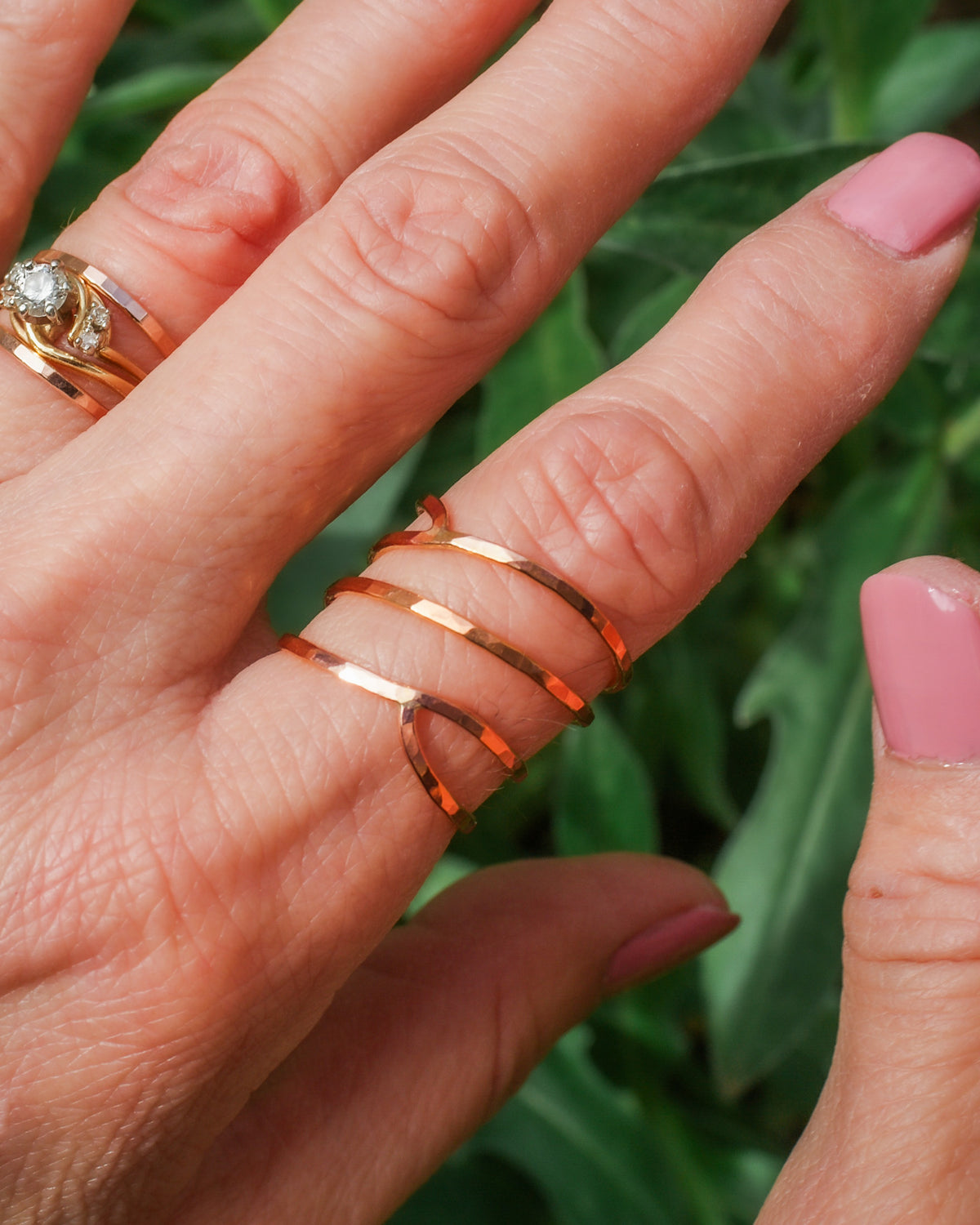 Curved Wraparound Ring, 14K Rose Gold Fill