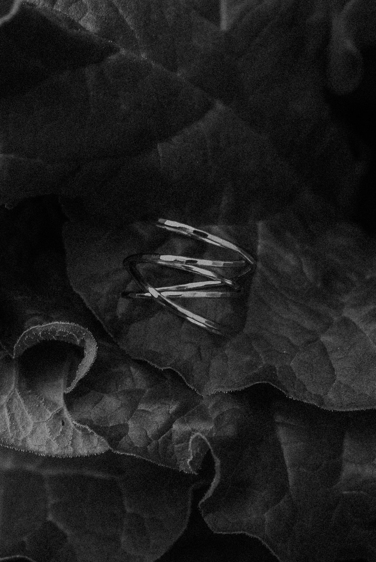 Large Wraparound Ring, Solid 14K White Gold