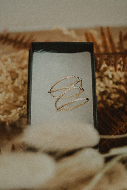 Large Twist Wraparound Ring, 14K Rose Gold Fill