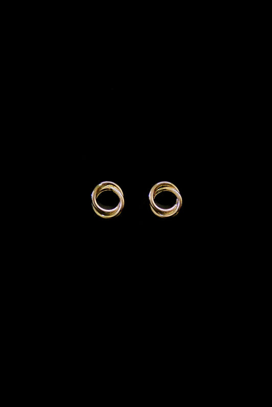 Interlocking Stud Earrings in Solid 14K Gold or Rose Gold