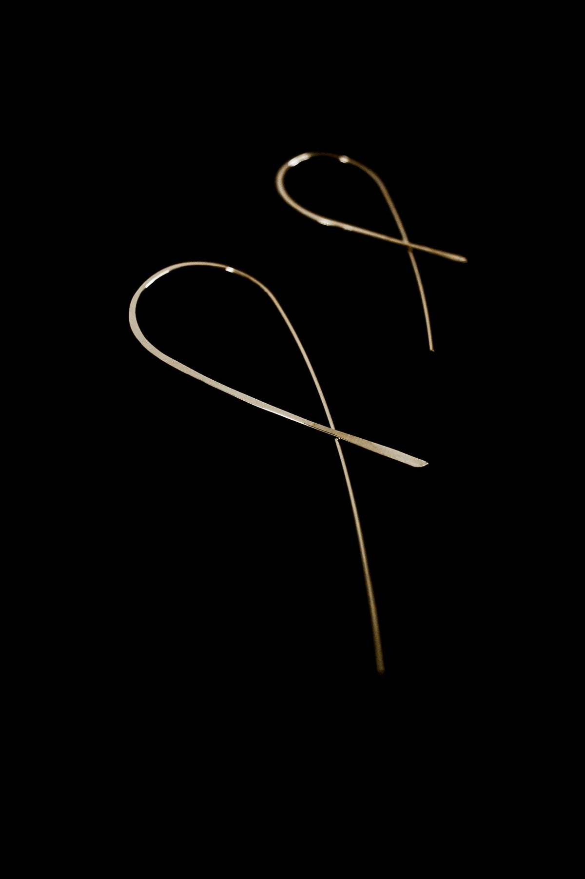 Ribbon Threader Hoop Earrings, Gold Fill, Rose Gold Fill, or Sterling Silver
