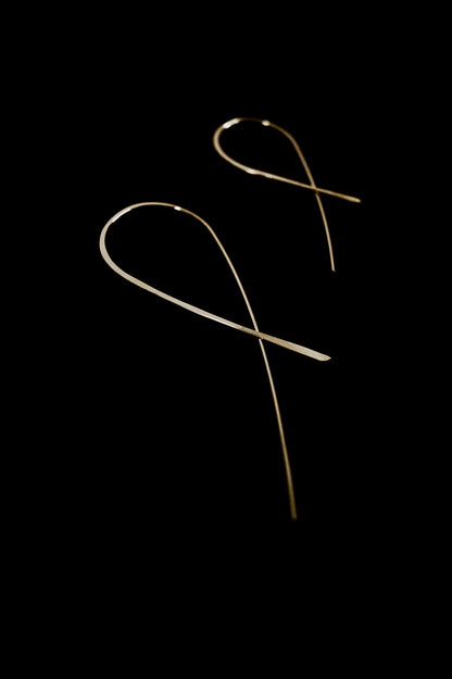 Ribbon Threader Hoop Earrings, Gold Fill, Rose Gold Fill, or Sterling Silver