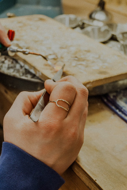 Stadium Ring, Solid 14K Rose Gold