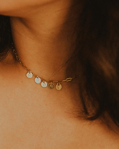 Tiny Monogram Circle Charm, Solid 14K Gold