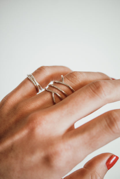 Curved Wraparound Ring, Sterling Silver