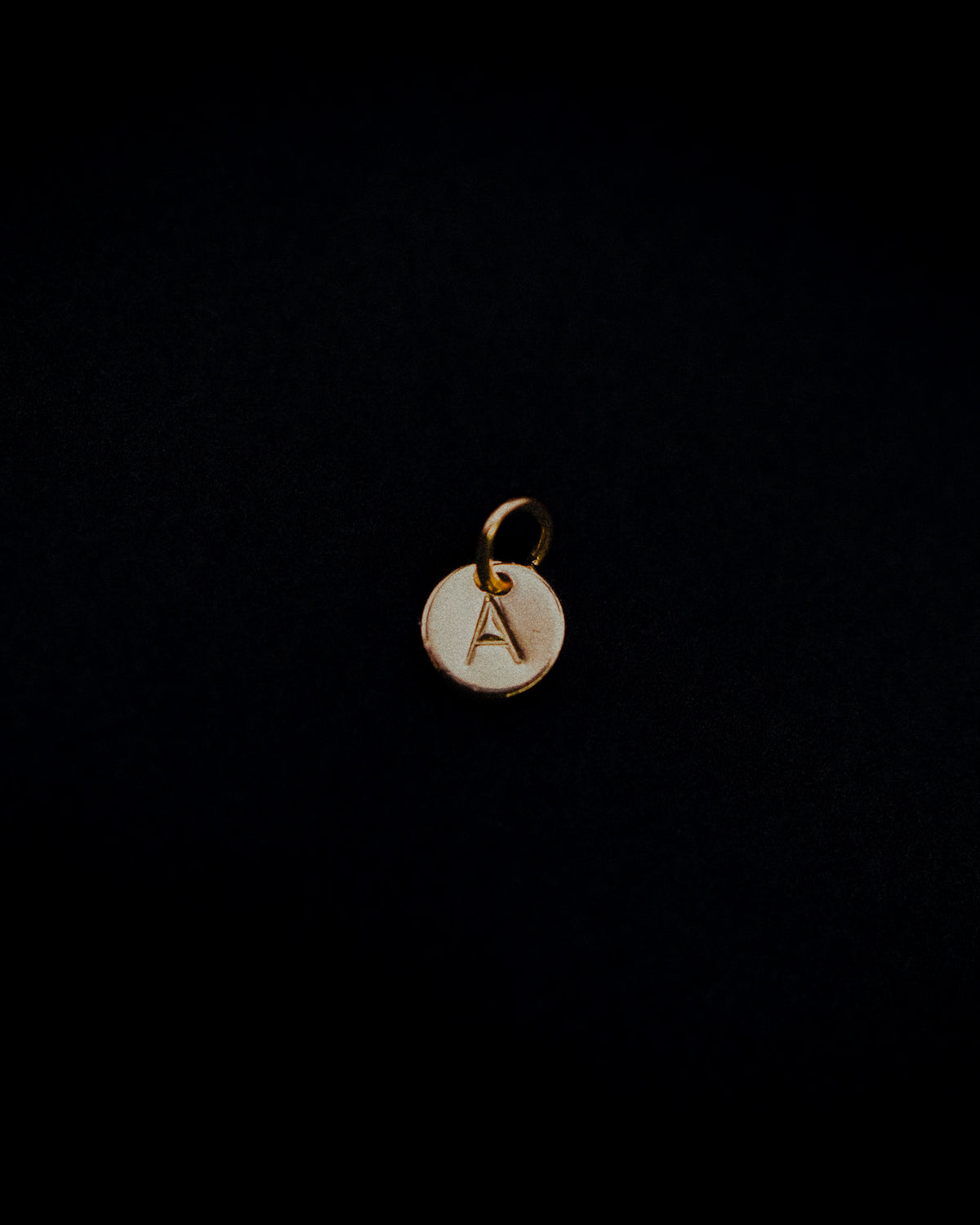 Tiny Monogram Circle Charm, Solid 14K Gold