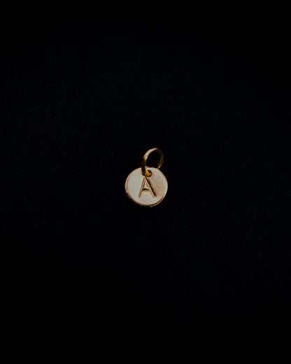 Tiny Monogram Circle Charm, Solid 14K Gold