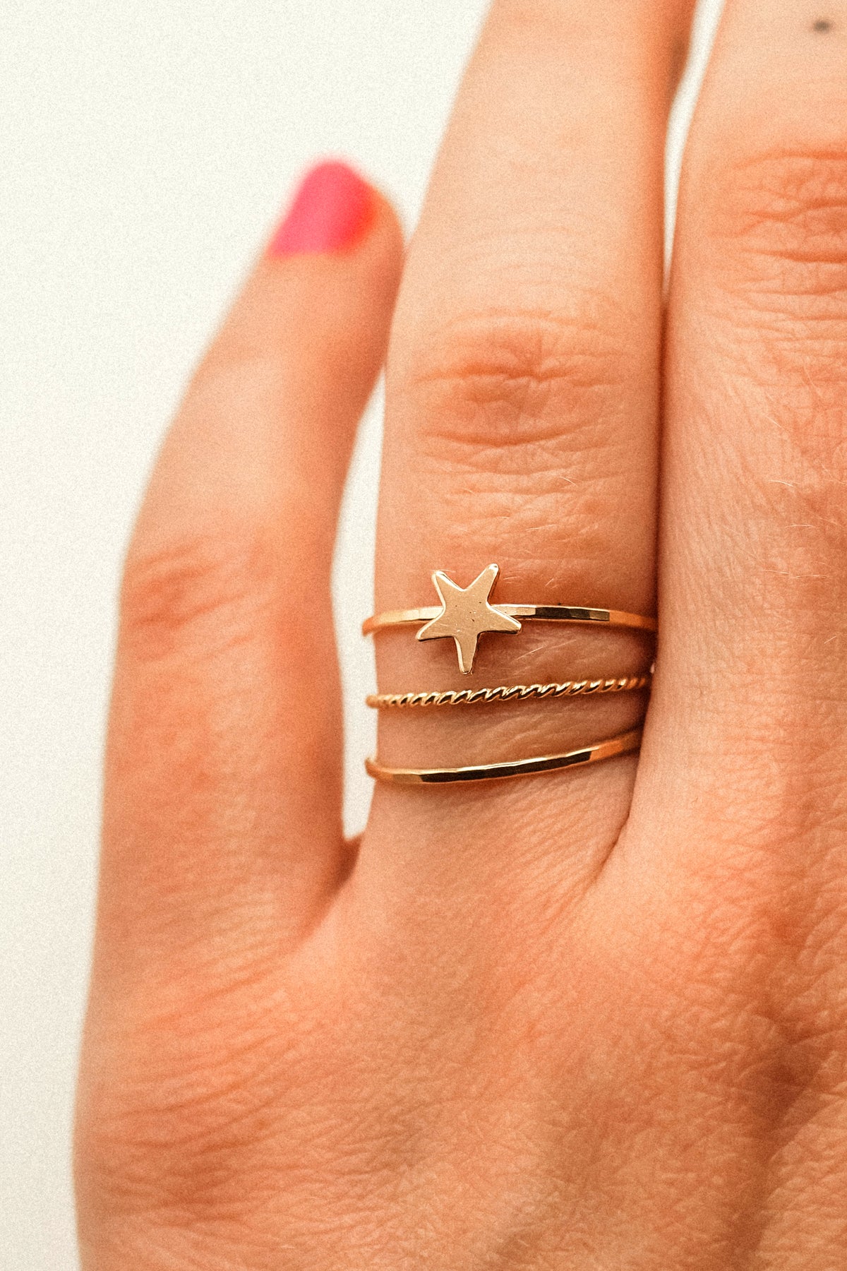 Star Set of 3 Stacking Rings, 14K Gold Fill