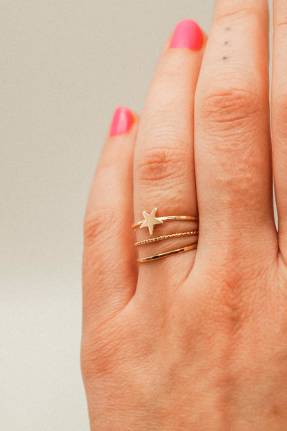 Star Set of 3 Stacking Rings, 14K Gold Fill