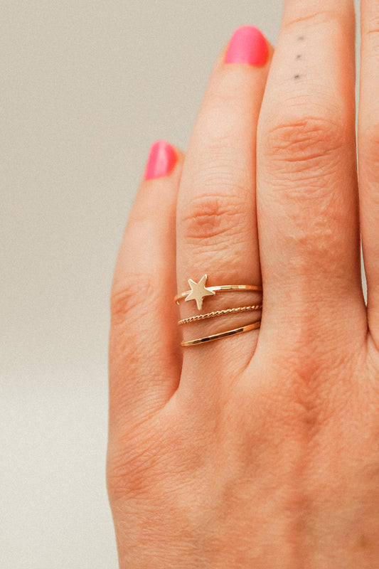 Star Set of 3 Stacking Rings, 14K Gold Fill
