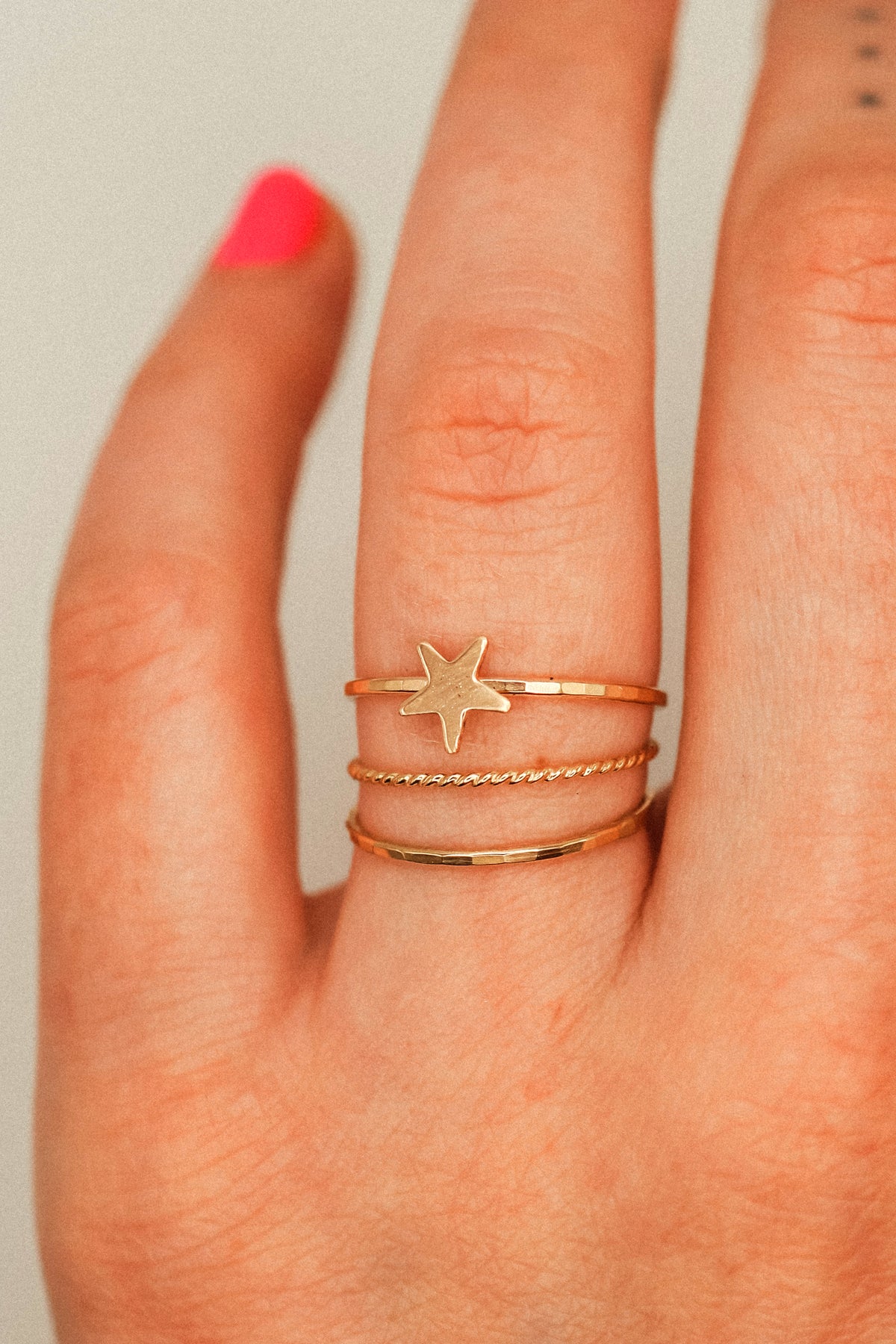 Star Set of 3 Stacking Rings, 14K Gold Fill