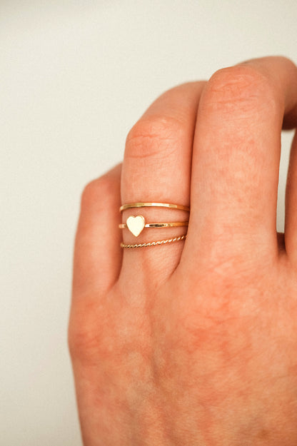 Heart Set of 3 Stacking Rings, 14K Gold Fill