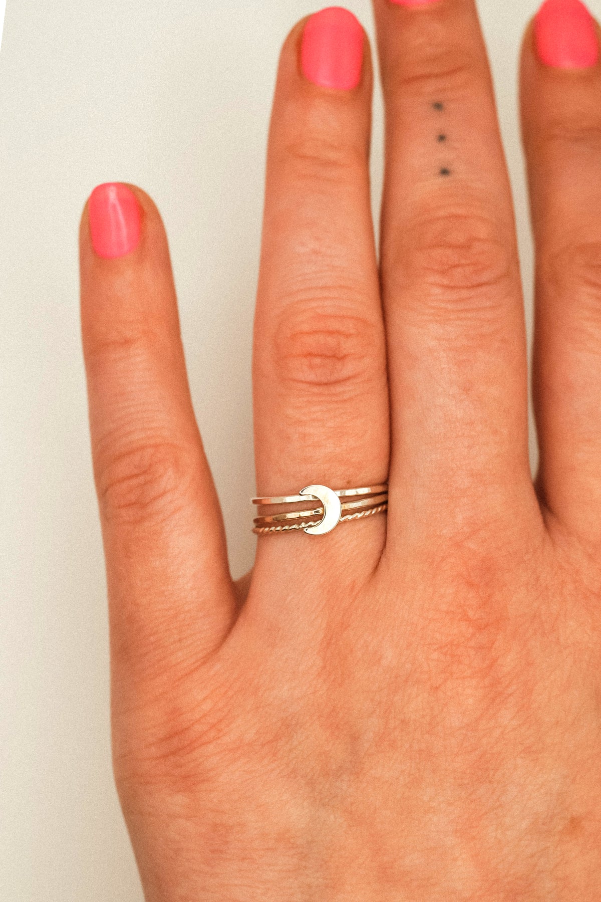 Moon Set of 3 Stacking Rings, Sterling Silver