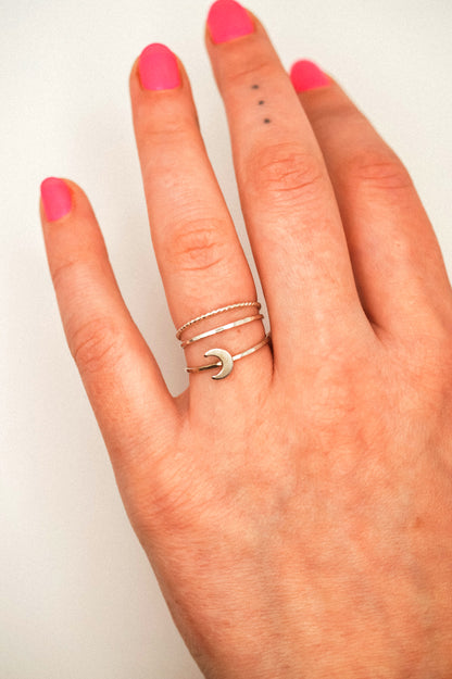 Moon Set of 3 Stacking Rings, Sterling Silver