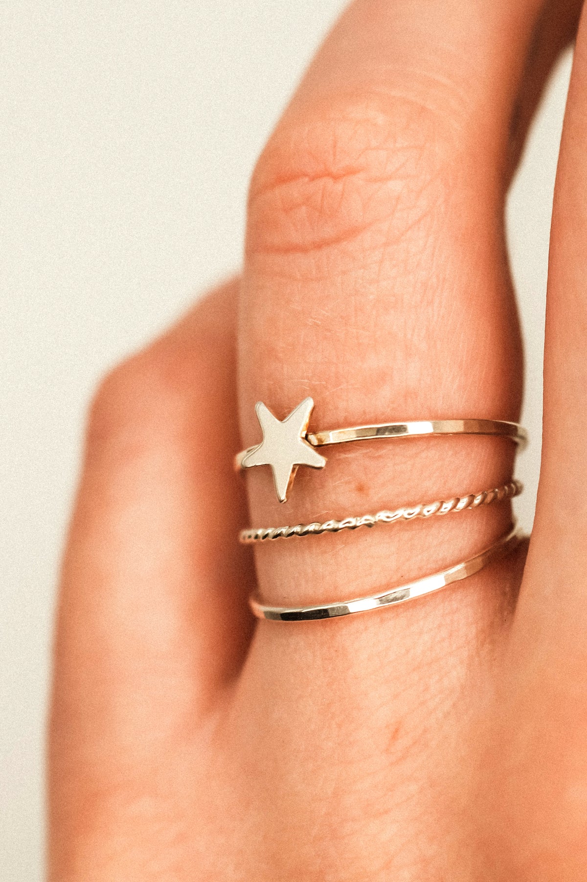 Star Set of 3 Stacking Rings, Sterling Silver