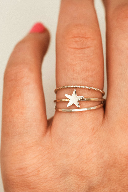 Star Set of 3 Stacking Rings, Sterling Silver